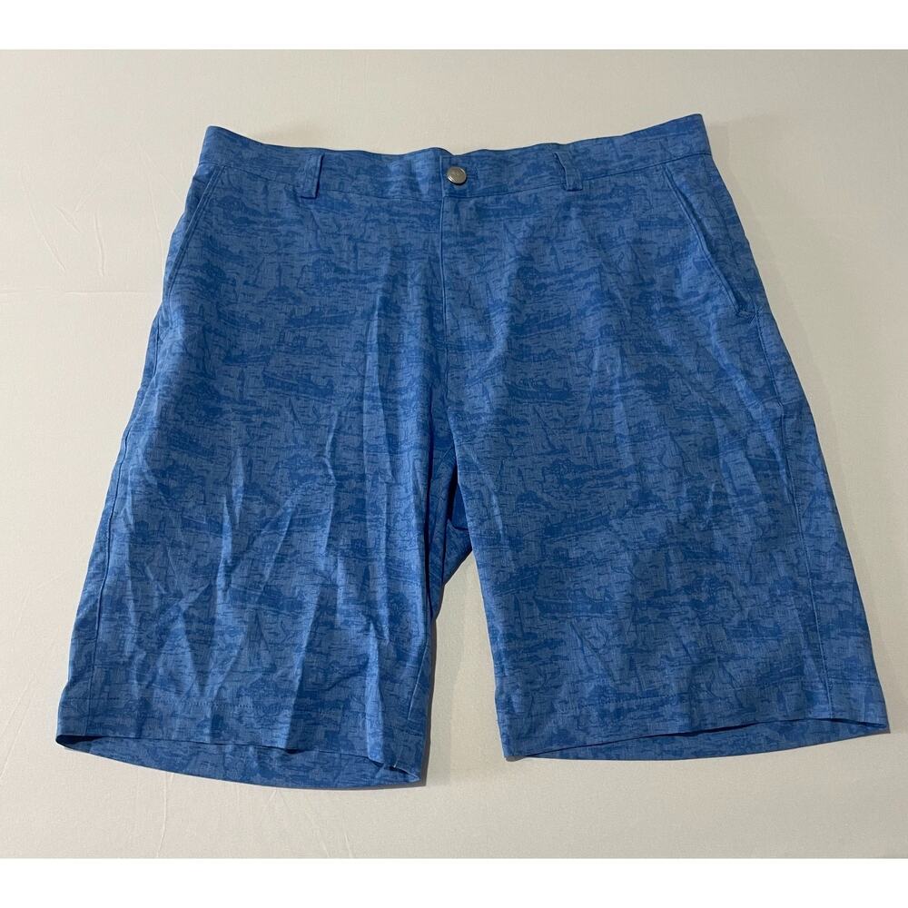 Peter Millar Shackleford Men Size 34 Performance Hybrid Golf‎ Shorts Abaco Blue